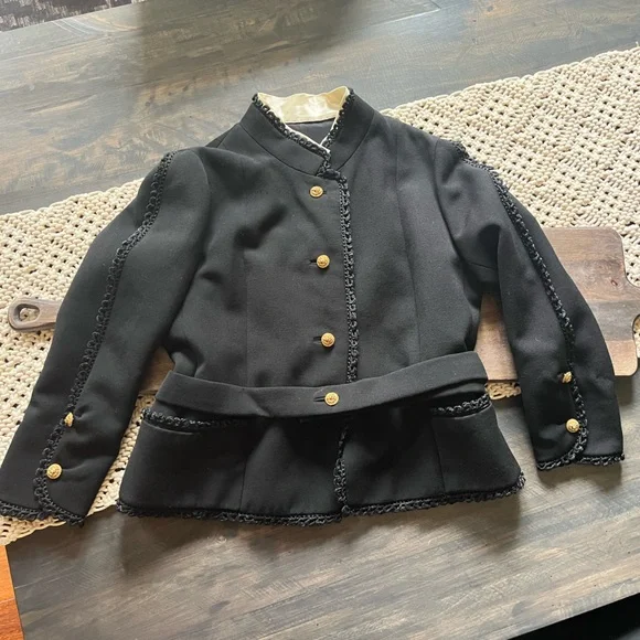 Holt Renfrew Vintage Black Wool Jacket & Skirt Set Size 6 Excellent - Picture 2 of 15